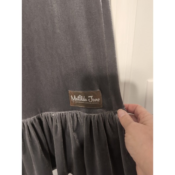 NWOT Matilda Jane Gray Velvet Cropped Ruffle Pants Sz M Boho, Cottage, Hippie - Picture 6 of 12